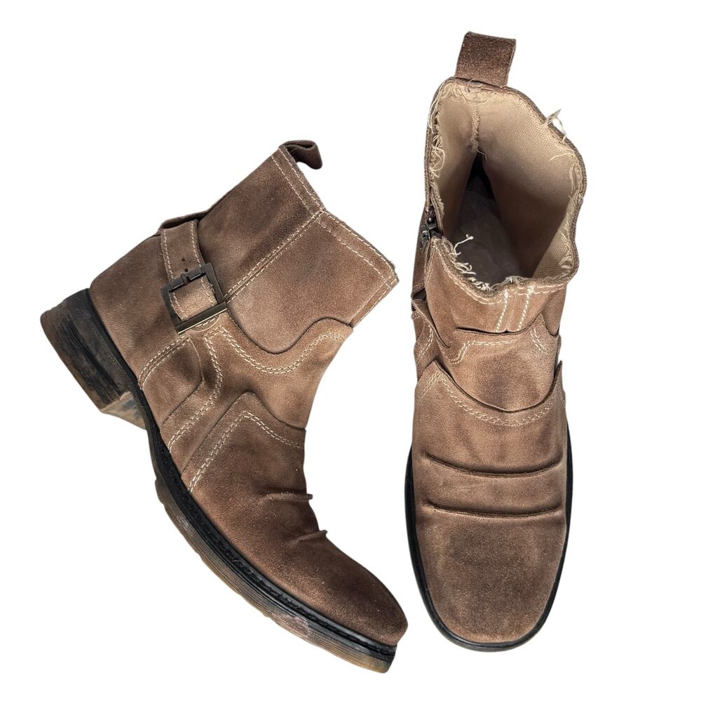 Vintage Bed|Stü Brown Distressed Suede Engineer Ankle Boots US 10 EU 43